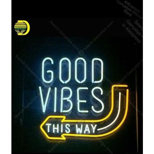 Neon Sign for Good Vibes this way Neon Bulb sign outdoor lighting store Neon Bulbs Decorative vintage neon signs neon sign open