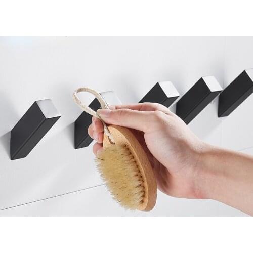 New Design Bathroom Accessories 304 Stainless Steel Row Hook Black and Chrome Surface To Hang Clothes and Bags Coat Hook