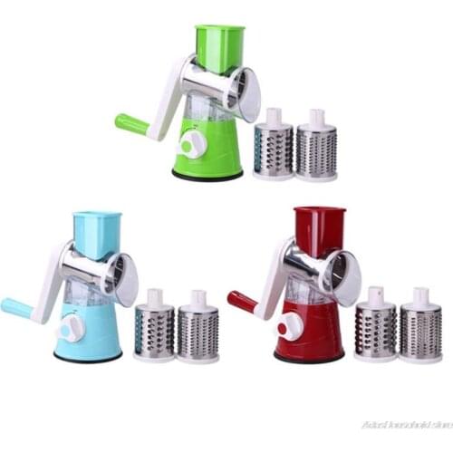Vegetable Cutter Manual Cheese Shredder with Handle Kitchen Gadgets 3 Blade Rotary Cheese Grater Stainless Steel Blades Dropship
