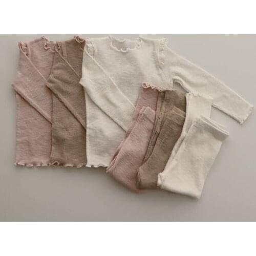 Spring Autumn Toddler Baby Girl Boys Pajamas Suit Korean Style Cotton Solid T-shirt+Pants Infant Baby Girl Boys Clothes Suit