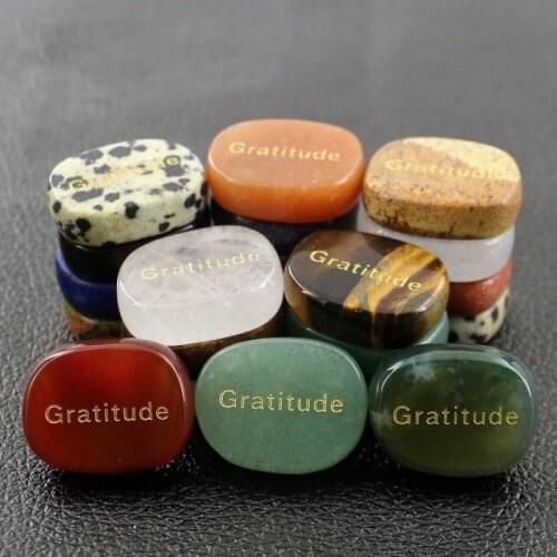 20*25mm Natural Semi-precious Stones Carving Gratitude Reiki Pendant for Women Jewelry Making DIY Charms Necklace Accessories