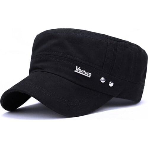Casual Plain Solid Color Flat Top Cap Washed Cotton Military Caps Cadet Army Caps Adjustable Baseball Cap Outdoor Cap Sun Hat