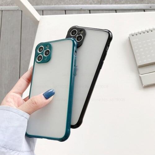 Shockproof Matte translucent Silicone Phone Case For Iphone 12 11 Pro Max Mini X Max XR se 7 8 Plus Hard Back Cover Bumper