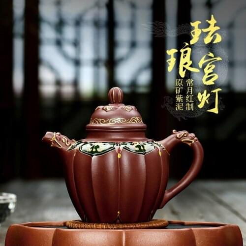 Recommended all hand authentic palace DengHu often month red rain medium sand gift teapot tea set large manufacturer