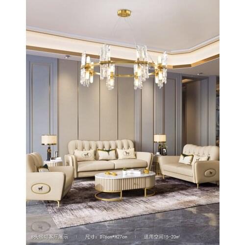 Light luxury, minimalist, all copper crystal chandelier, living room lamp, simple post-modern living room chandelier