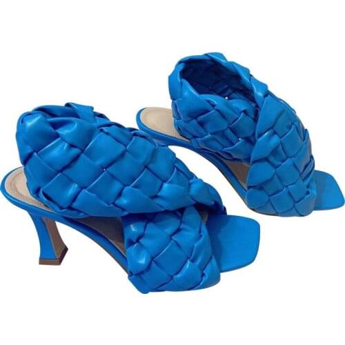 Za2021 Fashion Sandals Weaving Upper Characteristic High Heel Sandals Large Size 35-42 Womens Sandals