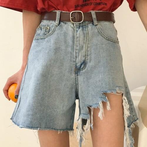 Shorts Women Korean Version Ulzzang Loose Hole Wide Leg Female Student Retro Summer Trendy High Quality Ladies Womens Short