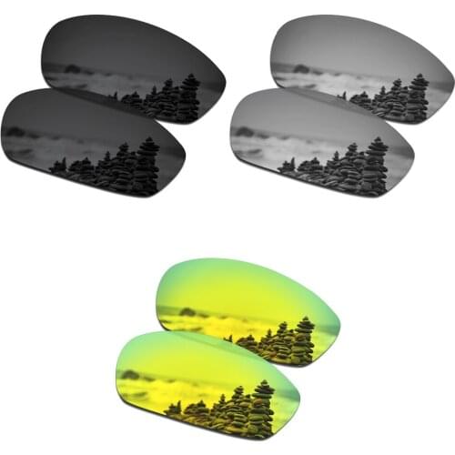 SmartVLT 3 Pairs Polarized Sunglasses Replacement Lenses for Oakley Whisker Stealth Black and Silver Titanium and 24K Gold