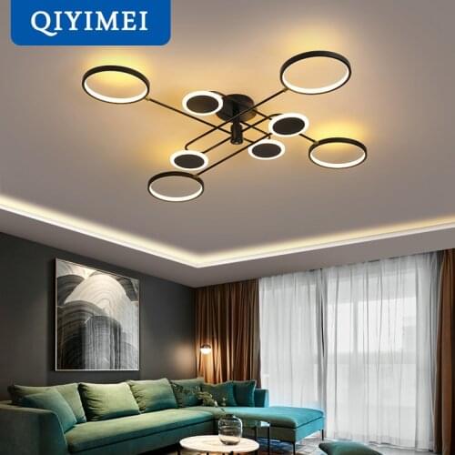 Modern LED Chandelier Lights Dimmable Lamps For Living Room Bedroom Black Gold Body High Low Lighting Lampadario Dropshipping