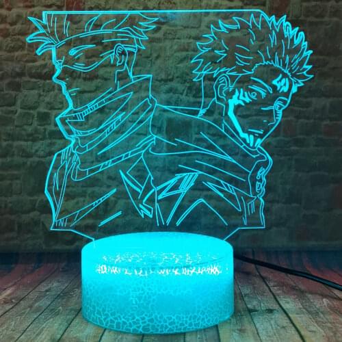 LED Satoru Gojo Model 3D Nightlight Visual Illusion LED Desk Lamp Sleeping Decor Jujutsu Kaisen Anime figure Toys Itadori Yuji