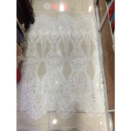 SYJ-1726 High Quality African Lace Fabrics orange Nice French Net Embroidery Sequins Tulle Lace Fabric For Nigerian party Dress