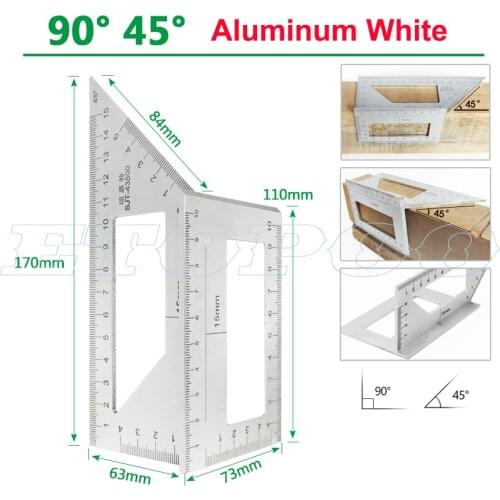 Japanese Aluminum Alloy Square Angle Ruler 45 degrees 90 Degrees Gauge Protractor For Multifunctional Carpenter Woodworking Tool