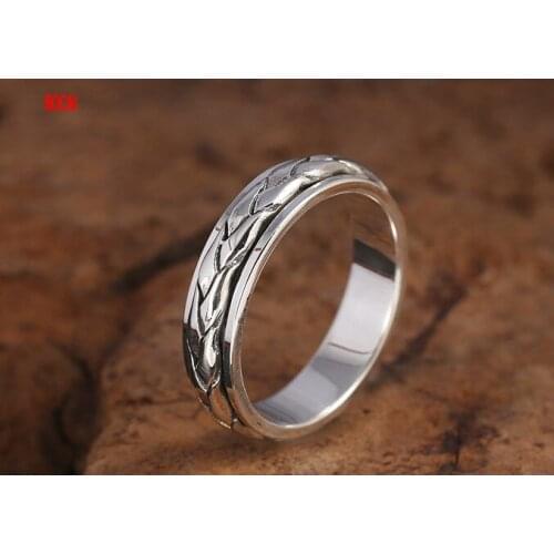 Real S925 sterling silver jewelry, Thai silver personality rotatable ring