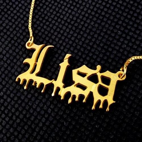 Customized Punk Fashion Stainless Steel Name Necklace Personalized Letter Gold Choker Necklace Pendant Nameplate Gifts