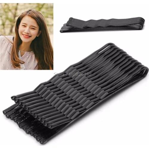 New 60Pcs Black Wave and Flat Type Invisible Hair Clips Flat Top Bobby Pins Grips #Y207E# Hot Sale