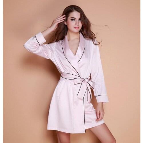 Woman Summer Sleepwear For Women Solid Bath Robe Dressing Gown Solid Robe Sleepwear Pajama Nightdress Full Sleeve Free Shipping