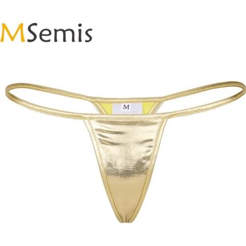 Women Lingerie Micro G-string Tangas Thong Shiny Metallic PVC Leather Bikini Briefs Underwear Sissy Hot Sexy T-back Mini Panties