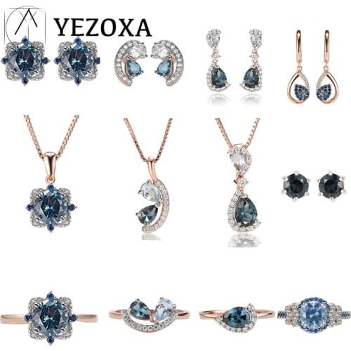 100% 925 Sterling Silver Jewelry Sets Women Blue Topaz Created Gemstone Luxury Special Wedding Jewelry 2021 Trendy Accessories