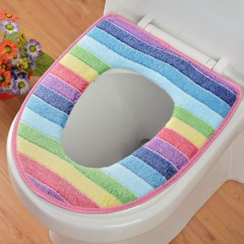 1PC Rainbow Toilet Seat Cover Toilet Mat Thick WC Home Stickers Universal Washable Bathroom Accessories Christmas Decoration