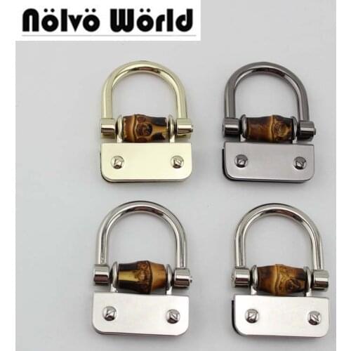 10pcs 4 colors 5.5X3.8cm Bamboo accessory D rings hanger buckles,natural bamboo bag flap covered accessories,bags handle buckle