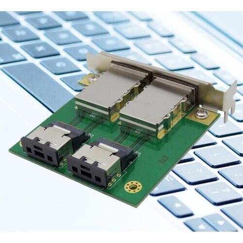 2 Ports Mini SAS for Internal SFF-8087 Sas 36P to External Sas26P SFF-8088 Front Panel PCI SAS Card Adapter