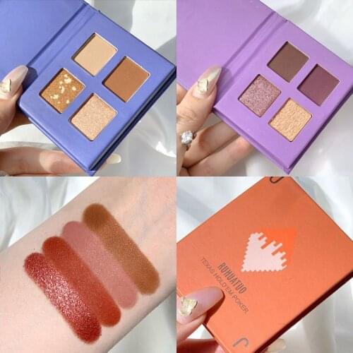 4Color/set Matte Glitter Eyeshadow Palette Sequin Shimmer Eye Makeup Metallic Pearlescent Waterproof Lasting Comestic Tool TSLM2