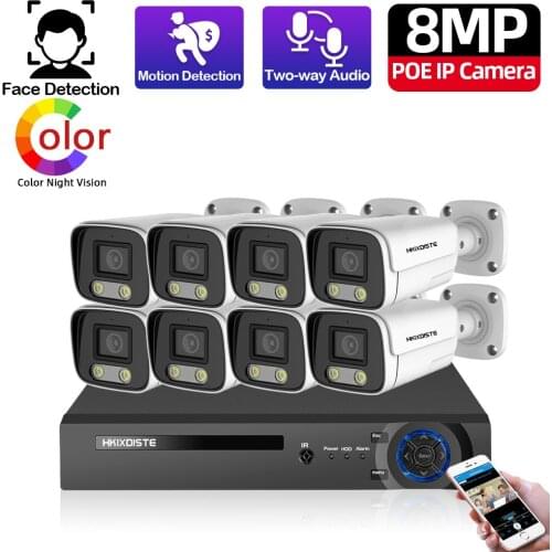 4K Ultra HD 16CH POE NVR Kit H.265 CCTV Camera Security System 8MP Bullet Dome IR Outdoor Night Vision Video Surveillance Kits