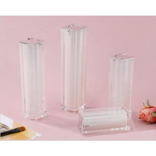 50ML pearl white square shape acrylic airless pump bottle for lotion/emulsion/serum/liquid foundation/whitening essence packing