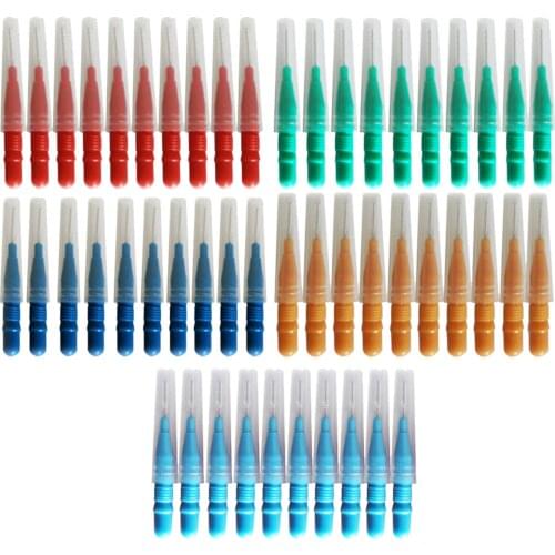 50pcs/set Adults Interdental Brush Clean Between Teeth Dental Floss Pick Push-pull Toothpick Cleaning Dental Brushes Teeth Care