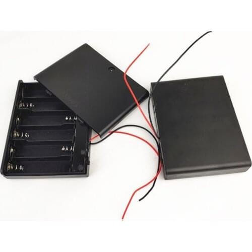 6 x 1.5V AA Battery Holder Black Plastic Case Storage Box with ON/OFF Switch Cover For 6 X 1.5V AA Batteries