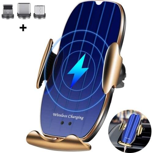 Cargador inalámbrico Qi Wireless Car Charger forSamsung S20 S10 foriPhone 11 pro 11 XS XR Magnetic USB Phone Holder