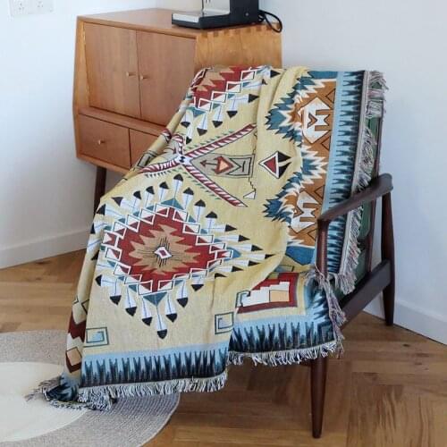 Bohemian Knitted Chair Lounge Blanket Bed Tapestry Bedspread Tablecloth Ethnic Women Outdoor Beach Sandy Towels Cape
