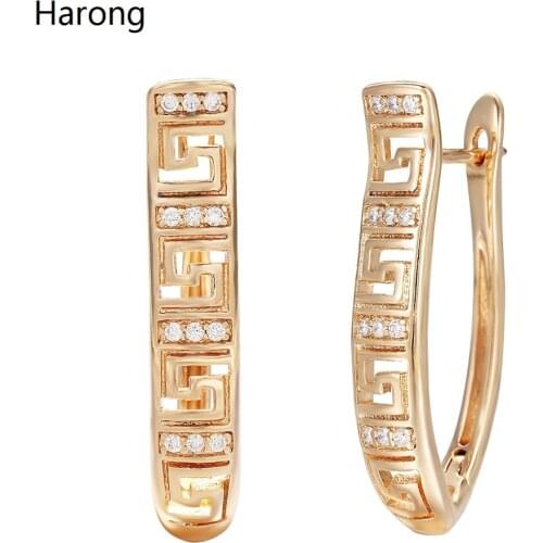 High Quality Large Copper Hollow Stud Earring Golden Zircon Crystal Luxury Ear Clip Aesthetic Jewelry Earrings For Woman Gift
