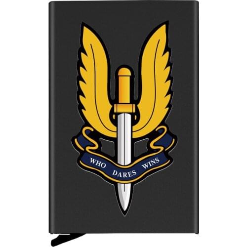 Metal Case Britain Special Air Service Printing Credit Card Holder Men Slim Anti Protect Travel ID Cardholder Women Rfid Wallet