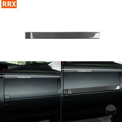 Black Carbon Fiber Stickers Co-Pilot Dashboard Trim Strips Covers Styling Interiors For Toyota Prius XW30 ZVW30 ZVW35 2009-2015