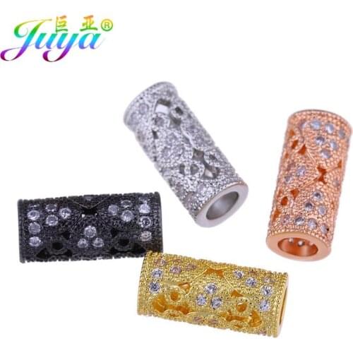 Juya Handmade Decoration Charm Beads Wholesale DIY Beading Jewelry Beads Hollow Copper Tube Beads For Beadwork Jewlery Making