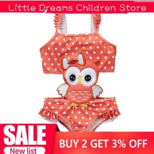 Baby Swimwear Drop Ship One-Piece Kids Swimwear For Girls Bodysuit Swimwear Cute Owl Suit Baby Bikini Ice Cream Sun Suit