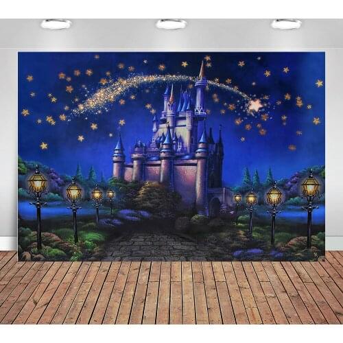 Photo backdrop The castle at night stars in the natural meteor streak New vinyl background photography photography props