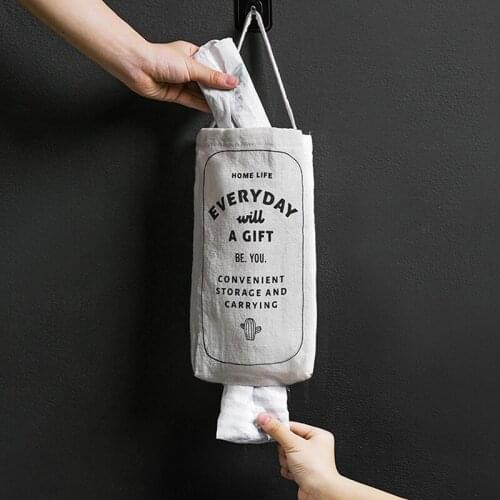 Hangable Garbage Storage Bag Portable Wall-mounted Debris Wardrobe Storage Bag Kitchen Organizer Linen Vegetable Fruit Container