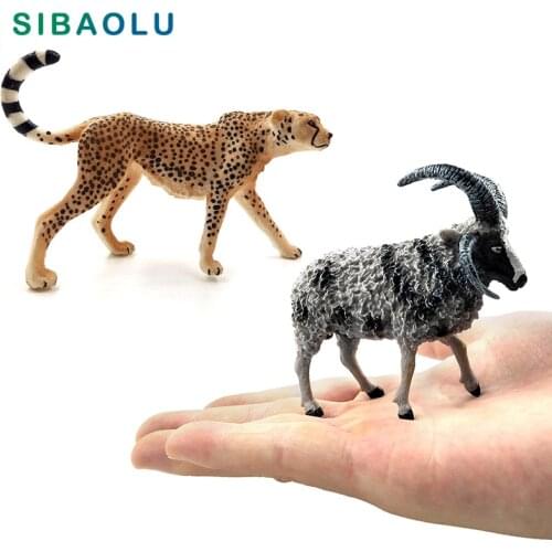 Simulation cute Goat Cheetah leopard Figurine Animal Model sheep figure home decor miniature fairy garden decoration accessories