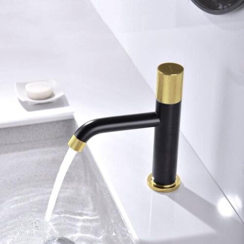 Exquisite Gold black brass bathroom sink faucet cold hot basin mixer tap high quality carving faucet
