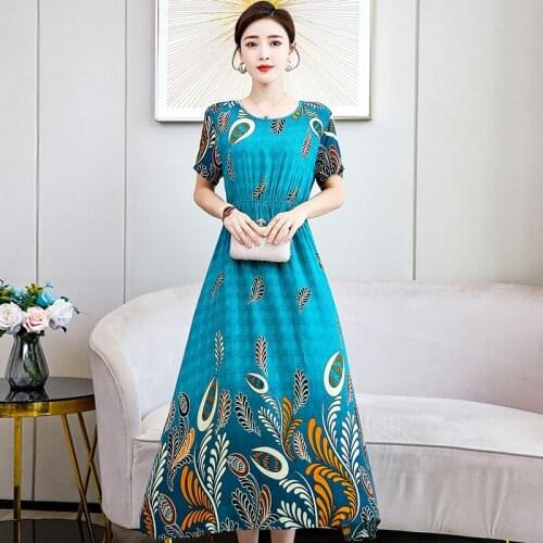 2021 Summer dresses Tops Short Sleeve Party long Dress Net Yarn Summer New WomenS Clothing Bohemian dresses