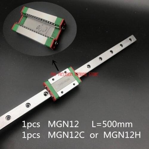 2021 Promotion Linear Rail AXK 12mm Linear Guide Mgn12 L= 500mm Rail Way + Mgn12c Or Mgn12h Long Carriage For Cnc X Y Z Axis