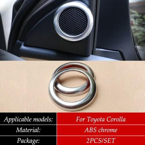 For Toyota Corolla S LE For Corolla Hybrid 2014-2018 ABS Chrome Car Stereo Audio Speaker Covers Ring interior Accessories 2 pcs