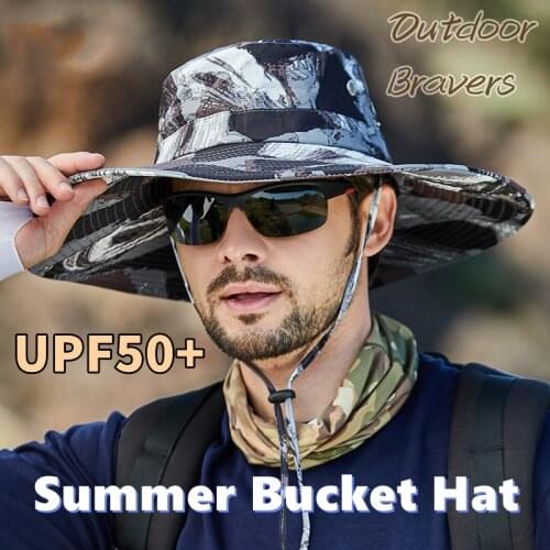 Bucket Hat Man Bonnie Hat Sunshade Camouflage Printed Summer Outing For Fishing Hiking Sunscreen Outdoor Big Brim Fisherman Hat