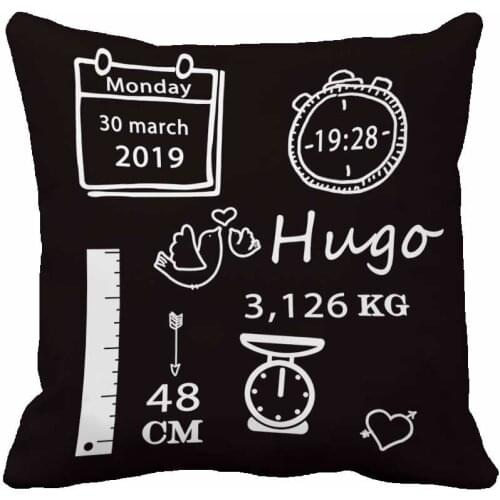 Customized With Birthday Baby Cushion Birth Data Pigeon Pattern Pillow Decorative Cushion Cover Pillow Case Customize Gift