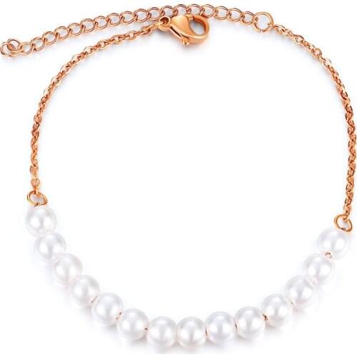 Stainless Steel Full Pearl Bead Chain Link Bracelet Bangle Adjustable Jewelry Gift For Him
