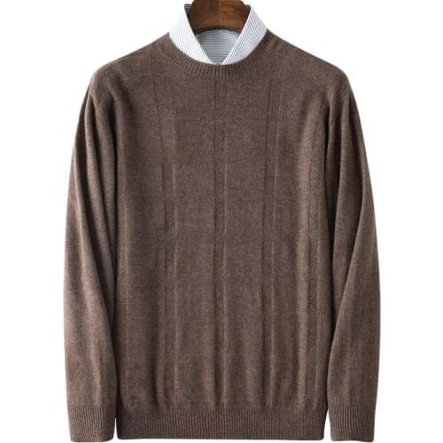 High-Grade 2020 New Autumn 100% Cashmere Sweaters Winter Fashion Clothing Mens Solid Color O-Neck Men Pullover Full Sleeve