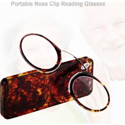 Portable Legless Mini Nose Clip Reading Glasses Women Men TR90 Lightweight pocket wallet Presbyopic Glasses with Case