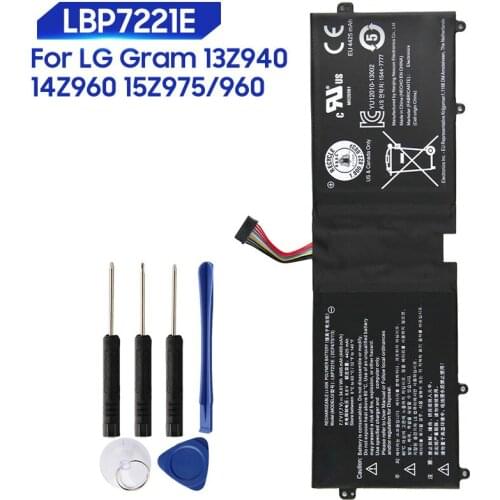 Original Replacement Battery For LG Gram 13Z940 14Z960 15Z975/960 EAC62198201 LBP7221E LBG722VH Genuine Tablet Battery 4495mAh